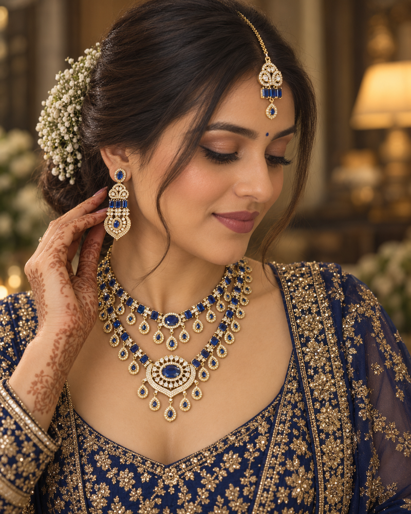 Blush Floral Teardrop Necklace & Earrings Set