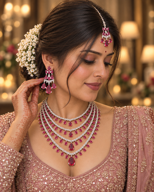 Floral Rose Statement Necklace Set