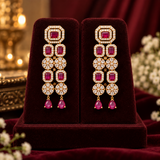 Pink Multi-Layer Draped Necklace & Earrings Set