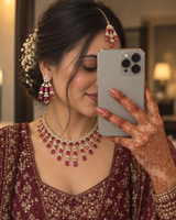 Blush Pink Layered Necklace & Earrings Set
